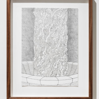 Nicholas Fleming, Moving right along (preparatory drawing), 2015, graphite on Canson paper, 22.5 x 18 x 1.625 inches framed, in Moving right along curated by Oana Tanase and Shani K Parsone, Critical Distance Centre for Curators, 2015. Installation Documentation by Toni Hafkenscheid.