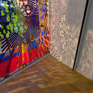 The Inside (installation views), 2012. Self-adhesive vinyl on window. 9 x 12 feet. Site-specific installation at Toomer Labzda Gallery, New York.