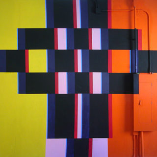 Some Assembly Required (installation view), 2007. Site-specific wall painting. 10.75 x 22 feet.