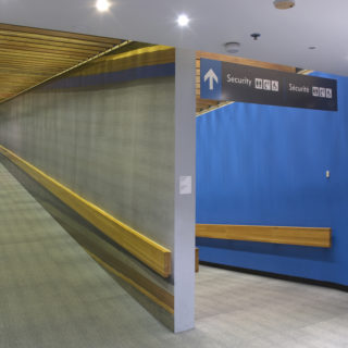 "Ramp Wall", 2007, (view from the bottom of the ramp), self-adhesive vinyl photo-mural, 96 feet x 10 feet.