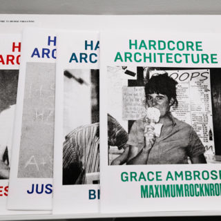 Marc Fisher/Public Collectors, Hardcore Architecture (detail), 2014-ongoing, Risograph and offset printed posters and zines, in Generators, curated by Anthony Stepter, 2017, Critical Distance Centre for Curators. Installation documentation by Toronto Art Book Fair.