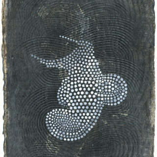 Mary Hambleton, untitled (Mirus Series), 2005, shellac, charcoal, oil, and acrylic on paper, 12.25x9.25 inches, in A Riveder le Stelle curated by Shani K Parsons, Critical Distance Centre for Curators, 2015.