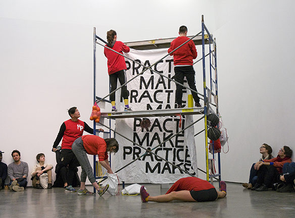 "Muscle Panic PRACTICE MAKES PRACTICE", installation w/performance (performance detail), 40mins, Trasi Jang, installed and performed at the Contemporary Art Gallery/CAG, Vancouver, BC, 2016.