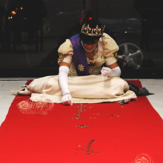 "The Queen's Punishment", performance, facilitated by FAG (Feminist Art Gallery), images credit: Aliya Pabini, Access Gallery, Vancouver, BC 2012.