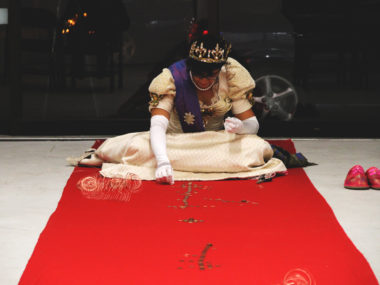 "The Queen's Punishment", performance, facilitated by FAG (Feminist Art Gallery), images credit: Aliya Pabini, Access Gallery, Vancouver, BC 2012.