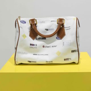 Sona Safaei, Swift Memorial, 2015, in "Out of Repetition, Difference", leather bag, edition of 3, curated by Lauren Fournier, photo documentation by Toni Hafkenscheid, Zalucky Contemporary, Toronto, July 22-August 19, 2017.