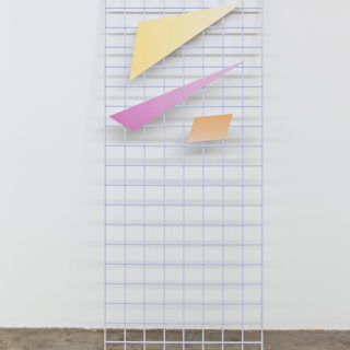 Once more, with feeling (triangles), UV-safe inkjet on vinyl, PVC, adhesive, powder coated metal display grid, 24" x 60", photo credit: Toni Hafkenscheid, courtesy of Diaz Contemporary, Toronto, 2013.