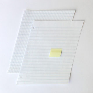 Italicized Stationery, Italicized lined paper + graph paper + post-it note pen on paper, various sizes, 2013.
