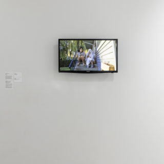 if you can’t remember, then it must not be important, 2016, installation view, digital video, 8 minutes 24 seconds from Forward Facing curated by Cass Gardiner, Critical Distance Centre for Curators, 2018. Installation documentation by Toni Hafkenscheid.