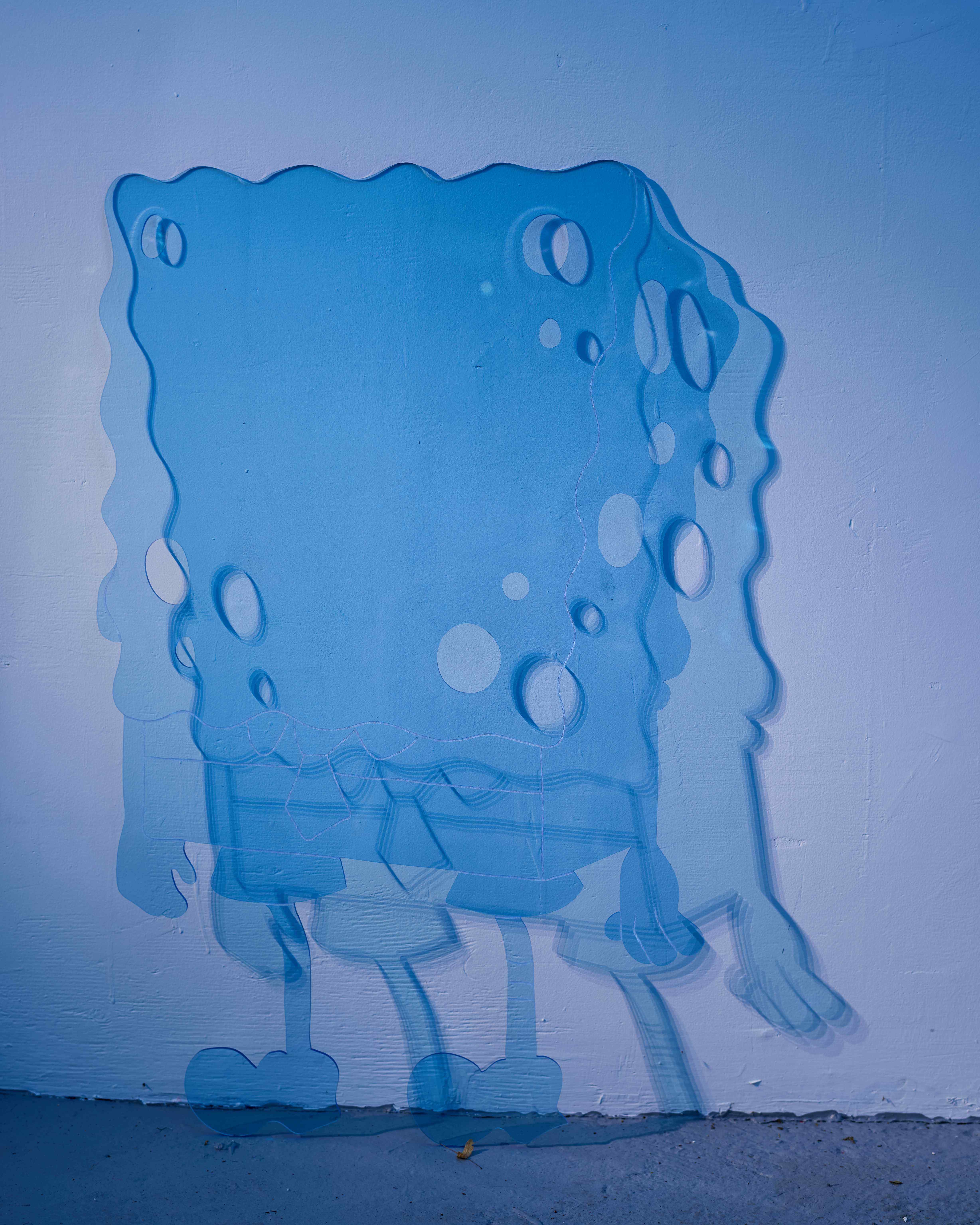 Adrienne Crossman, SpongeBob, 2017, laser cut plexiglass; Project Gallery Studios, Toronto, ON 2017. Installation Documentation by Project Gallery Studios.