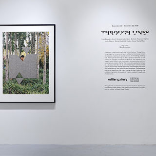 Maria Hupfield, Resistance on All Fronts, 2007-2018, C-print and industrial felt, 49"x37" (framed), in Through lines, curated by Noa Bronstein, Critical Distance Centre for Curators, in partnership with Koffler Gallery, 2018. Installation documentation by Toni Hafkenscheid.