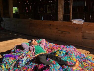 Mark, in a giant ball of yarn, Sydenham Ontario