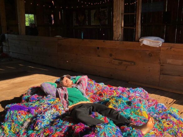 Mark, in a giant ball of yarn, Sydenham Ontario